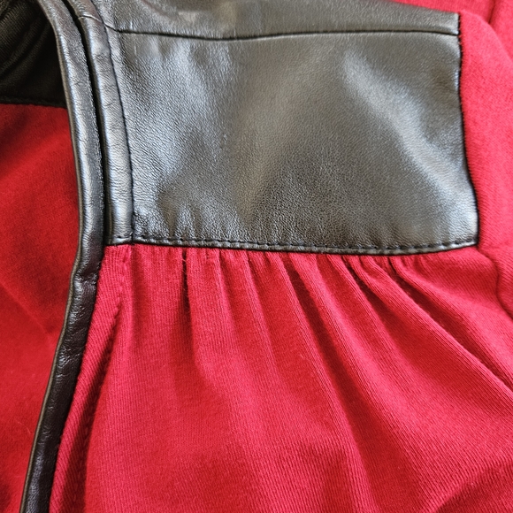 Cache Red Wrap Blouse with Black Trim - Picture 5 of 6